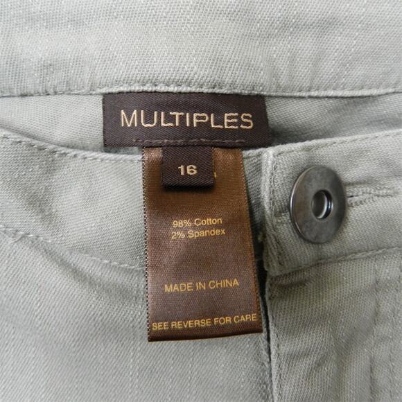 Multiples Khaki Tan Stretch Denim Pants Womens Size 16 Straight Leg Studded‎ - Picture 2 of 10